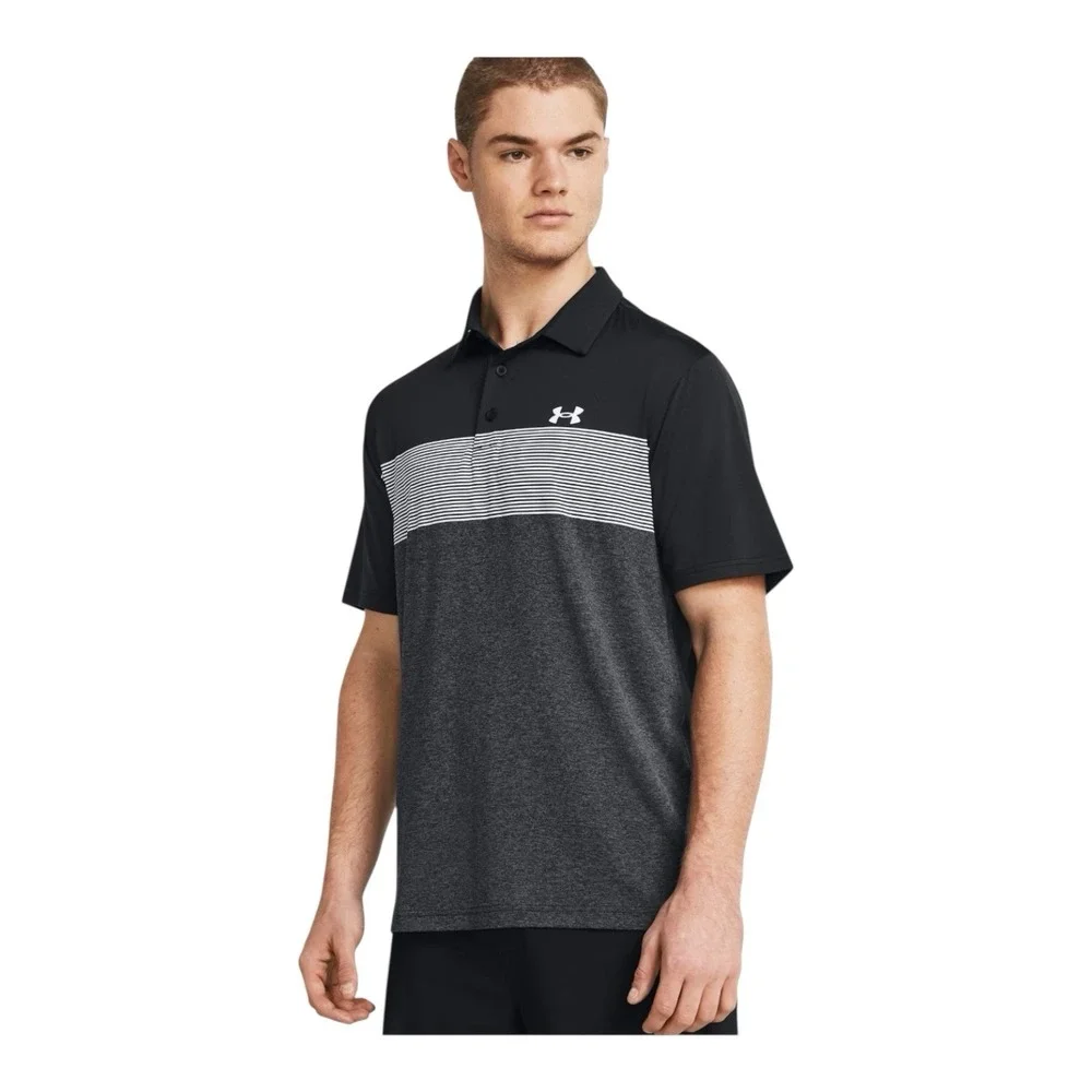 UNDER‎ ARMOUR Polo Shirt Men's 2XL Loose Heatgear Colorblock Stretch Golf Polo